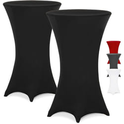 2x Housses de table de bar bistrot ronde nappe mange debout protection table de cocktail tissu stretch Set de 2 noir, Ø60 - Detex