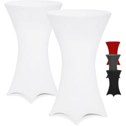 2x Housses de table de bar bistrot ronde nappe mange debout protection table de cocktail tissu stretch Set de 2 blanc, Ø80 - Detex