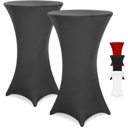 Detex - 2x Housses de table de bar bistrot ronde nappe mange debout protection table de cocktail tissu stretch Set de 2 anthracite, 80Ø