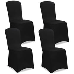 DETEX® 4x Housse de chaise tissu stretch OEKO-TEX® STANDARD 100 opaque infroissable amovible mariage fête réception Noir