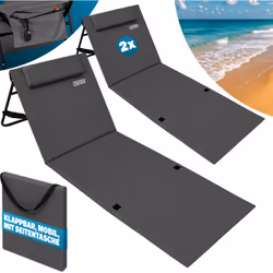 Tapis de plage rembourré avec dossier réglable et sangle de transport Profitez de l'été sur la plage ou dans le jardin ! Ce m ...