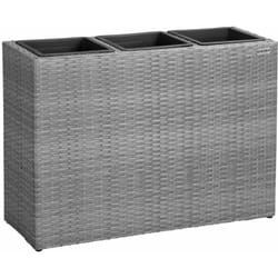 Bac à fleurs polyrotin gris 3 compartiments pot intérieur 83x30,5x60 cm pot de fleurs bac vertical intérieur extérieur Gris