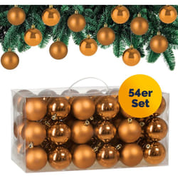 Casaria® Lot de 54 boules de Noël en plastique robuste Décoration de Noël intérieur extérieur Décoration pour sapin Cuivre / brun