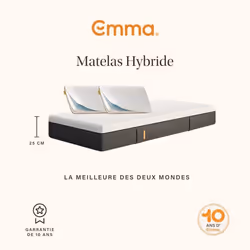 EMMA  Pack Matelas Hybride 140x190 cm + Oreillers  MEILLEUR CHOIX Emma  Mémoire de forme+Ressorts  Dos Apaisé  Confort Optima ...