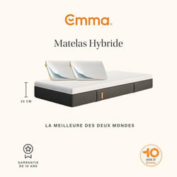 EMMA  Pack Matelas Hybride 140x190 cm + Oreillers  MEILLEUR CHOIX Emma  Mémoire de forme+Ressorts  Dos Apaisé  Confort Optimal