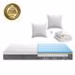 EMMA Pack Hybride 200x200 Matelas Mémoire de Forme + Ressorts MEILLEUR CHOIX Emma 2 Oreillers Nuage Essentiel +Couette