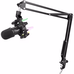FIFINE USB Microphone Gaming Kit Dynamiques Microphone pour Ordinateur avec Bouton de Silence 8 RGB Couleurs Fixation Anticho ...