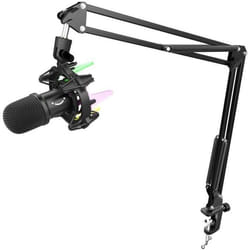 FIFINE USB Microphone Gaming Kit Dynamiques Microphone pour Ordinateur avec Bouton de Silence 8 RGB Couleurs Fixation Antichoc