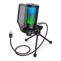 Microphone USB - FIFINE - Streaming - Filtre RGB - Couleur Noir - Mode USB