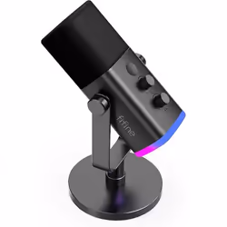 FIFINE USB PC Microphone Condensateur Microphone pour Mac PS4 PS5 avec Contrôle RGB Touche Muette Prise Casque Filtre Anti-Po ...