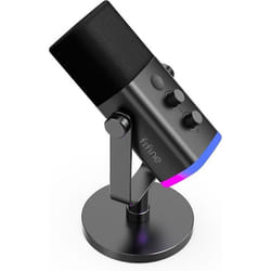 FIFINE USB PC Microphone Condensateur Microphone pour Mac PS4 PS5 avec Contrôle RGB Touche Muette Prise Casque Filtre Anti-Pop