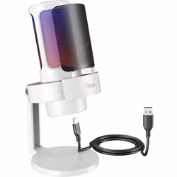 FIFINE USB PC Microphone Gaming RGB Condensateur Microphone avec Contrôle RGB Touche Muette Prise Casque Filtre Anti-Pop