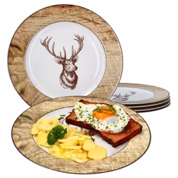 Assiette plate - Ritzenhoff & Breker - Luis blanc - Lot de 6 - Porcelaine - Décor cerf