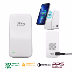 4smarts 5in1 Ultimag Desktower Charger, Intérieure, USB, Recharge sans fil, 1 m, Blanc