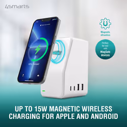 4smarts 5in1 Ultimag Desktower Charger Smartphone Blanc USB Recharge sans fil Charge rapide Intérieure