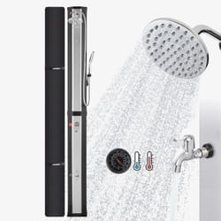 Arebos Douche solaire 60L avec douchette et thémomètre noir/argenté