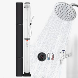 Arebos Douche solaire 40L avec thermomètre & douche à main argentée