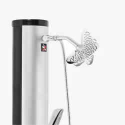 Arebos Douche solaire 40L avec thermomètre & douche à main argentée
