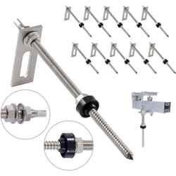 Nuasol - Lot de 10 vis à double filetage avec tôle d'adaptation M10 x 200 mm en acier inoxydable
