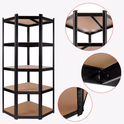 Arebos Étagère lourde Étagère d'angle 180x70x70 cm noir