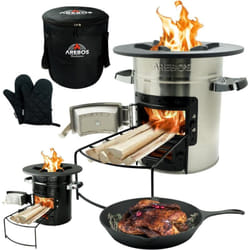 Four roquettes y compris Poêle griller Four fusée bbq Réchaud camping Argent - Arebos