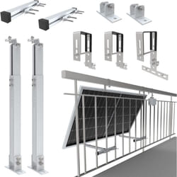 Nuasol - Support de balustrade de balcon pour 1 panneau solaire et un onduleur photovoltaïque carré kit angle d'inclinaison 0° & 25-45° largeur de