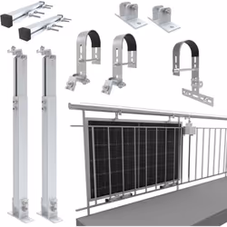 NuaFix - Support pour panneau solaire et micro-onduleur pour balustrade ronde - Choisissez entre 0° ou 25-45° d'inclinaison [ ...