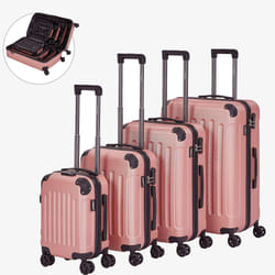 Arebos Set de 4 valises de voyage Rosé-or