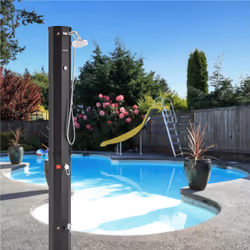 Arebos Douche solaire 60L noir + plaque de sol anthracite