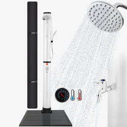 Arebos Douche solaire 40 L avec thermomètre, douchette à main & élément de sol