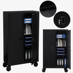 Arebos Armoire à dossier 155 x 90 x 40 cm avec roulettes