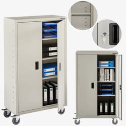Arebos Armoire à dossier 155 x 90 x 40 cm avec roulettes