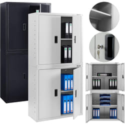 Armoire de classement Armoire de Bureau Armoire de Rangement 4 étagères réglables en Hauteur 180x90x40cm Gris - Arebos