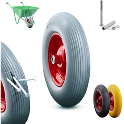 Arebos - Roue de brouette en caoutchouc solide pu anti-crevaison Pneus avec jante en acier 4.80/4.00-8 Roue de rechange en caoutchouc avec axe