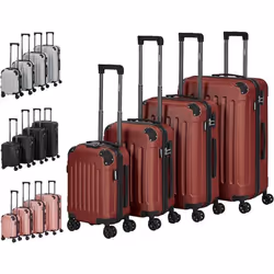 AREBOS Lot de 4 valises de Voyage Coque Rigide en ABS I Set de valises à roulettes I Roues à 360° I S-M-L-XL Rouge