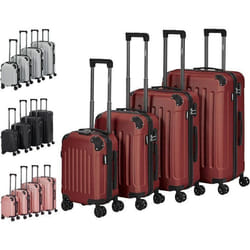 AREBOS Lot de 4 valises de Voyage  Coque Rigide en ABS I Set de valises à roulettes I Roues à 360° I S-M-L-XL  Rouge