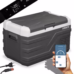 AREBOS Glacière compresseur 26 l Glacière électrique congeler et garder au chaud Réfrigérateur jusquà -20 °C Noir