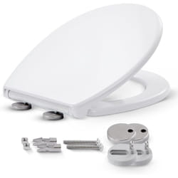 Arebos - Abattant de wc avec système d'abaissement automatique Duroplast ovale, universel, charge maximale : 150 kg, avec couvercle de toilette,