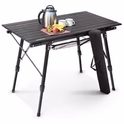 AREBOS Table de camping 90 x 515cm Table à roulettes en aluminium Table pliante