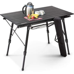 AREBOS Table de camping pliante 120 x 70 cm Table pliante réglable en hauteur 58-78 cm Noir