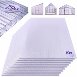 AREBOS Plaques alvéolaires Jeu de 10 121 x 605 cm Plaques en Polycarbonate de 6 mm dépaisseur Résistantes aux UV 900