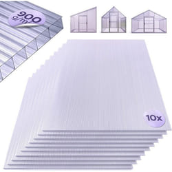 AREBOS Plaques alvéolaires Jeu de 10  121 x 605 cm  Plaques en Polycarbonate de 6 mm dépaisseur  Résistantes aux UV  900