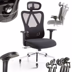 AREBOS Chaise de bureau ergonomique chaise de bureau avec appuie-tête réglable