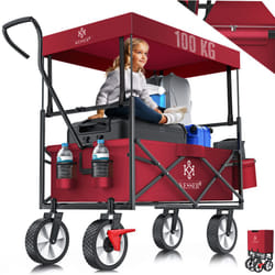 Kesser - Bollerwagen pliable avec toit Chariot à main Chariot de transport Chariot d'outillage incl. 2 poches en filet et une poche extérieure