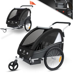 Remorque pour enfants Remorque vélo Sport-RX 2 en 1 fonction jogger Remorque vélo pour enfants + ceinture de sécurité 5 points 360° roue avant Jogger