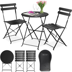 Set de bistrot 3 pièces Table de bistrot avec 2 chaises pliables Set de balcon Meubles pliants Set de siège Garniture de jardin Meubles de jardin