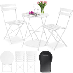 KESSER® Set de bistrot 3 pièces Table de bistrot avec 2 chaises pliantes Set balcon Meubles pliants Set de jardin Garniture de jardin Blanc