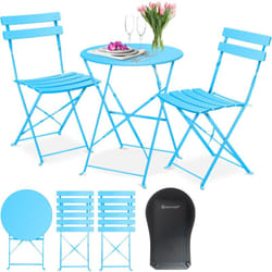 Kesser - Set Bistro 3 pièces Table de bistrot avec 2 chaises pliantes Set balcon Meubles pliants Set de jardin Garniture de jardin Bleu clair