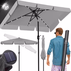 KESSER Parasol LED avec articulation intégrée pour une ombre idéale, acier inoxydable stable et baleines robustes, protection ...
