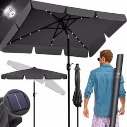 KESSER Parasol LED avec articulation intégrée pour une ombre idéale, acier inoxydable stable et baleines robustes, protection ...